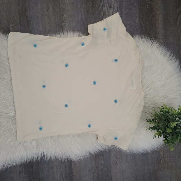 The Great's Boxy Crew in Cream with blue Wishweed Embroidery size 0 - Picture 10 of 12